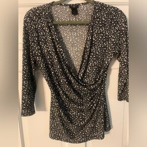 Ann Taylor black and white blouse Small petite
